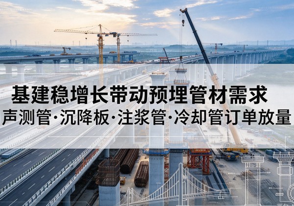 四会基建稳增长带动预埋监测管材需求，声测管、沉降板、注浆管订单持续放量